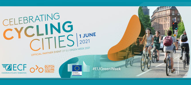 Einladung zum Meeting: <br>Celebrating Cycling Cities: Sharing Europe’s Best Practices <br> Di., 1. Juni 2021 · 15-17 Uhr