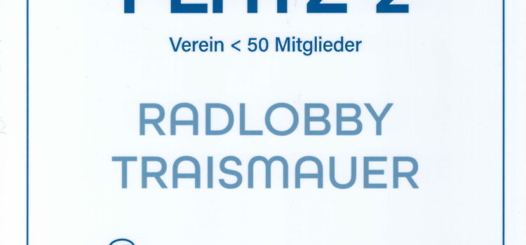 Radlobby Traismauer am 2. Platz bei „NÖ radelt“