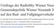 Gemeinderatswahlen in Wiener Neustadt: Die Radlobby befragte die Parteien