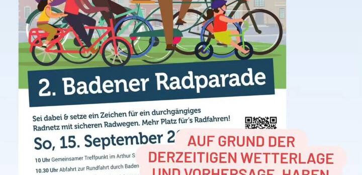 2. Radparade in Baden am 15.9.2024 – abgesagt!!!